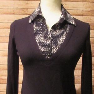 Black l/s knit top Style & Co Petite Medium rayon